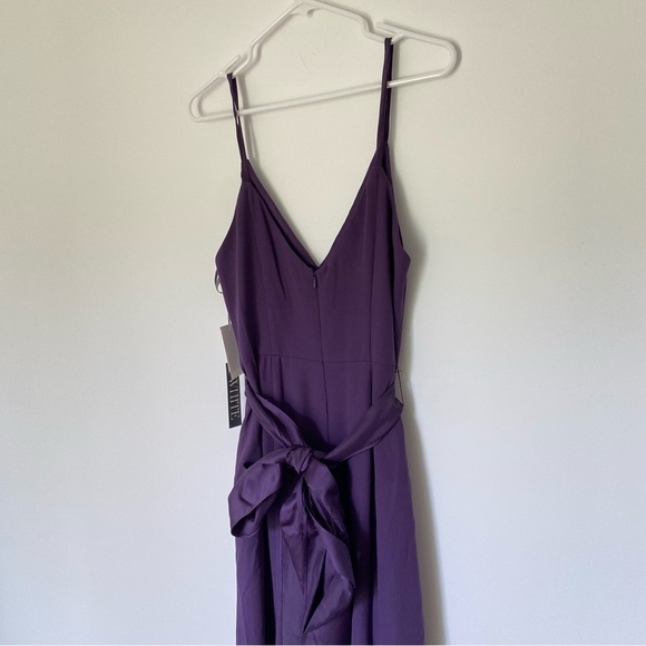 White by Vera Wang Maxi Bridesmaid Dress in Amethyst Belted Waist Sz 10 - Picture 8 of 16